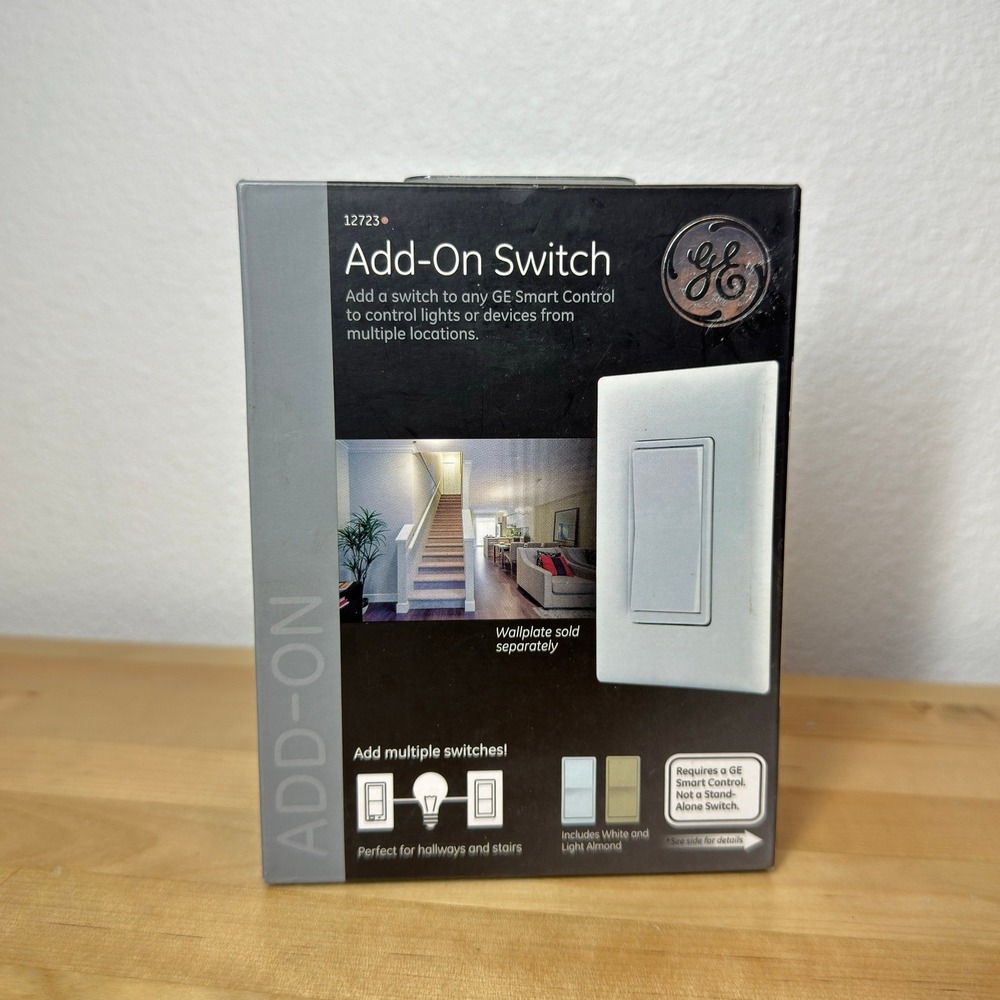 GE Add-On Switch 12723 In-Wall Multi-Location Smart Control White Light Almond